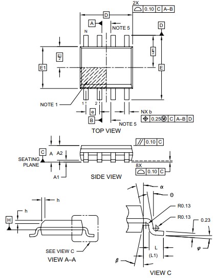 Mechanical Drawing - Microchip Technology 4-Mbit SST26VF040A NOR Flash